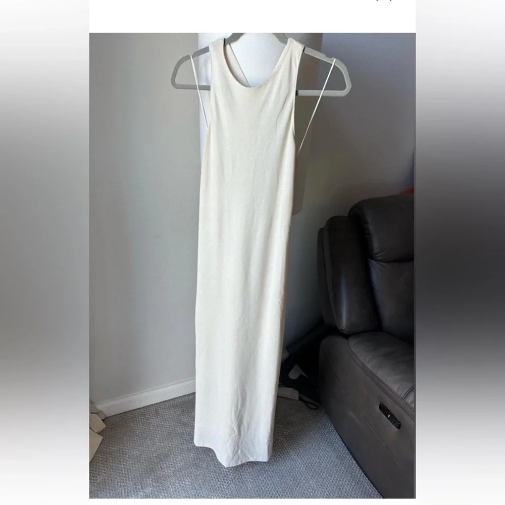 💄Massimo Dutti Cotton Cream Sleeveless  Open back Dress S - Picture 7 of 11